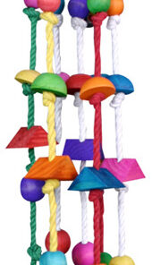 AviOne Parrot Toy Wood Coloured Rope windchime 84cm L