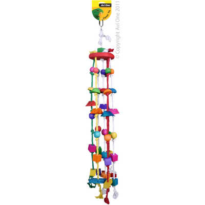AviOne Parrot Toy Wood Coloured Rope windchime 84cm L