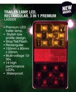 Lion Premium LED Trailer Lamp Rectangular 3-In-1