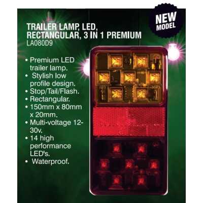 Lion Premium LED Trailer Lamp Rectangular 3-In-1