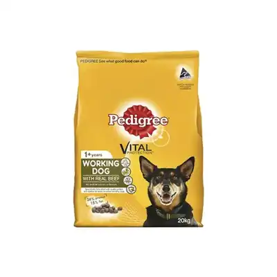 PEDIGREE Adult Working Dog With Real Beef 20kg dry dog food available at Beaufort Animal Supplies
