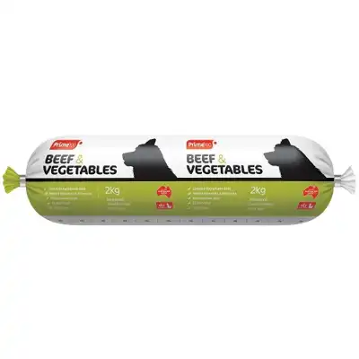 PRIME100 Beef and Vegetables Dog Food Roll 2kg for dogs