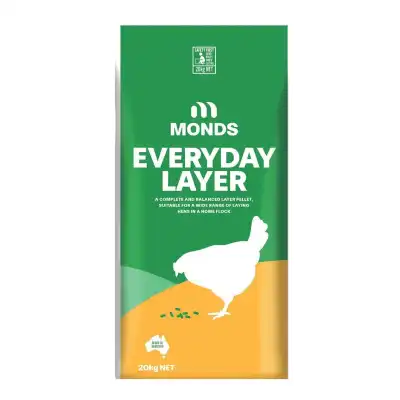 Monds Everyday Layer 20kg chicken feed introductory offer $20 at Beaufort Animal Supplies